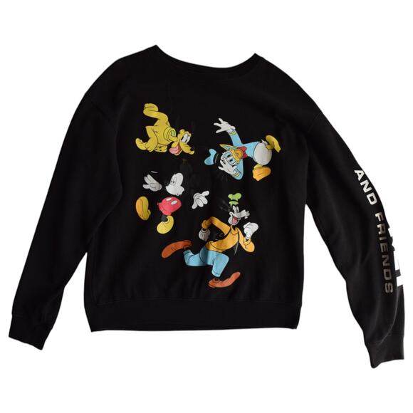 Disney Mickey and Friends Black Cotton Blend Comfy Crewneck Sweatshirt Medium - Picture 1 of 6